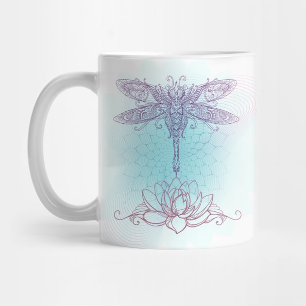 Dragonfly Mandala Lotus by Mazzlo Shop